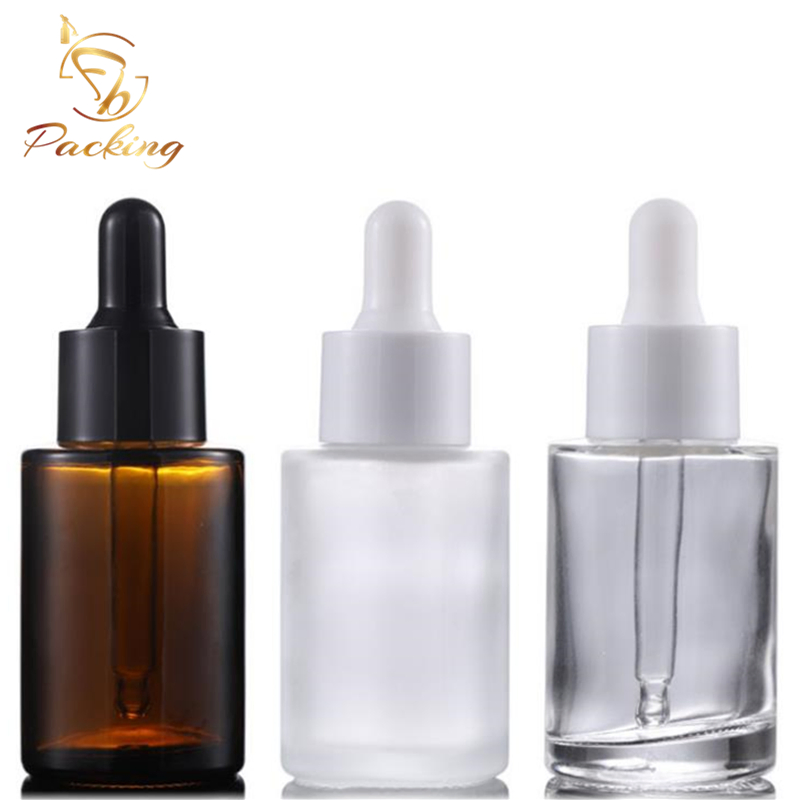30ml Cylinder Frosted Clear Amber Essential Oil Glass Dropper Bottle Manufacturer