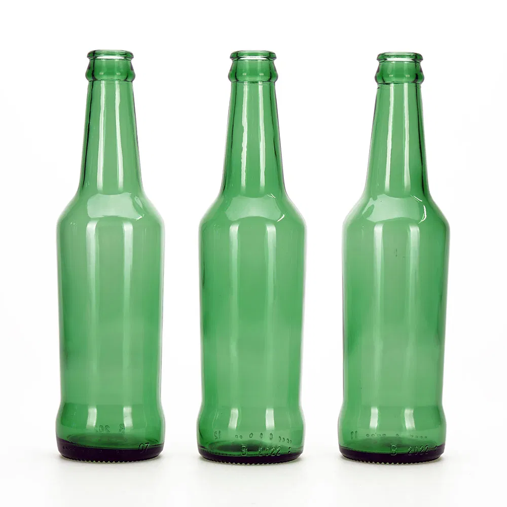 330ml Amber, Flint, Emerald Green Beer Glass Bottle with Crown Cap Wholesale Normal Shape and Ordinary Design Customized Logo