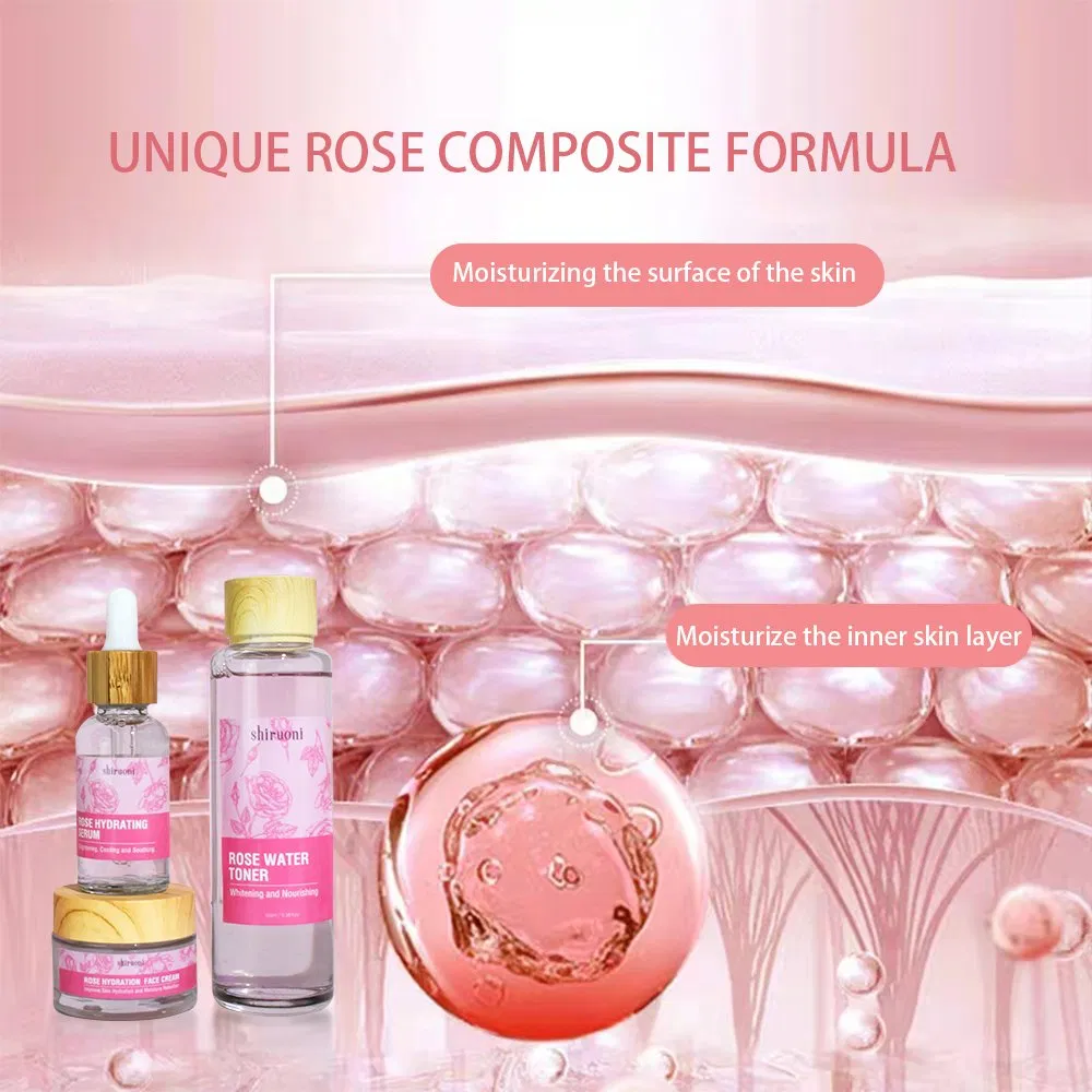 Private Label Organic Moisturizing Hydrating Glowing Rose Extract Kit Whitening Face Oil Face Serum