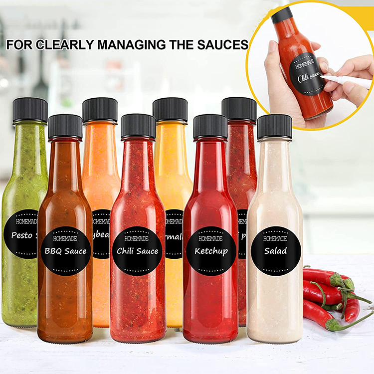 Stock Clear Glass Tamato Sauce Bottle 90ml 150ml 250ml Hot Sauce Woozy Glass Bottle with Plastic Cap