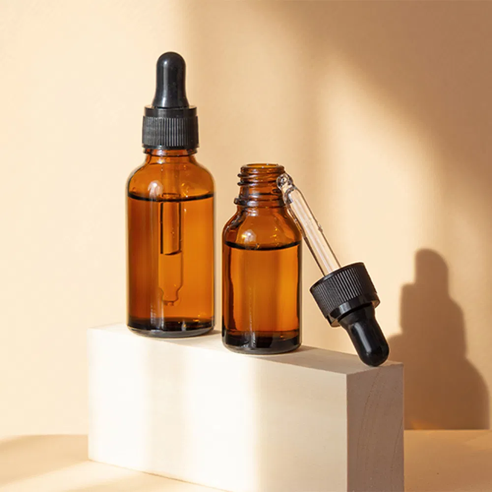 Cosmetic Applications Glass Dropper Bottle with Custom Logo and Dropper Cap