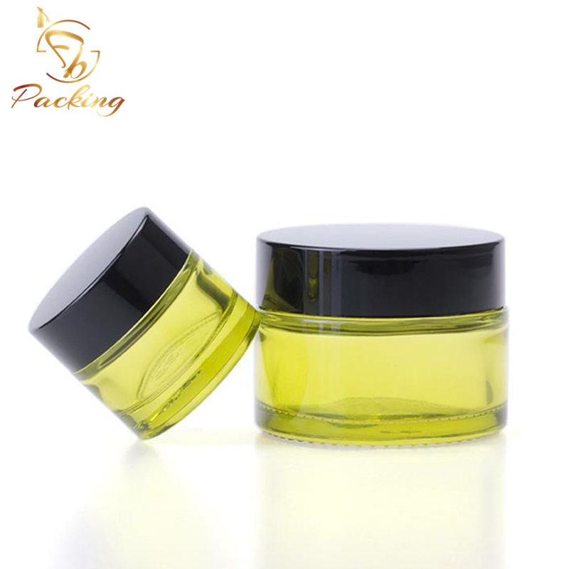 30ml Colored Glass Bottle 30g Cosmetic Glass Cream Jar with OEM Color with Black Plastic Cap