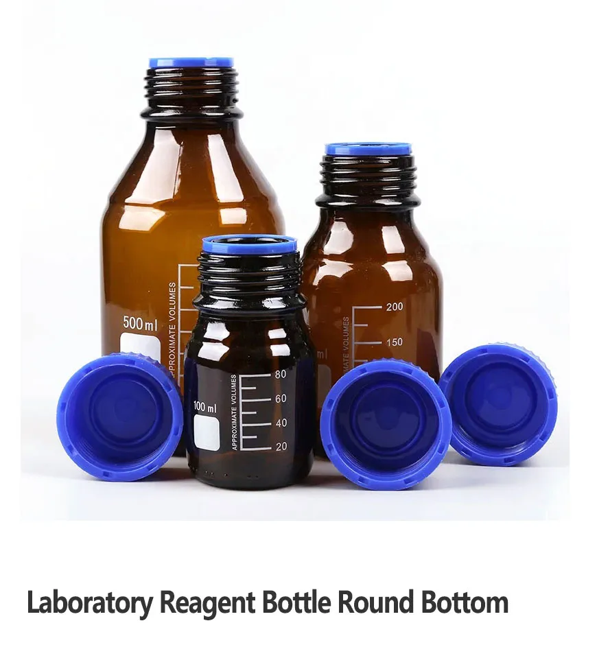 High Quality Clear Borosilicate Glass Blue Screw Lid Laboratory Reagent Bottle
