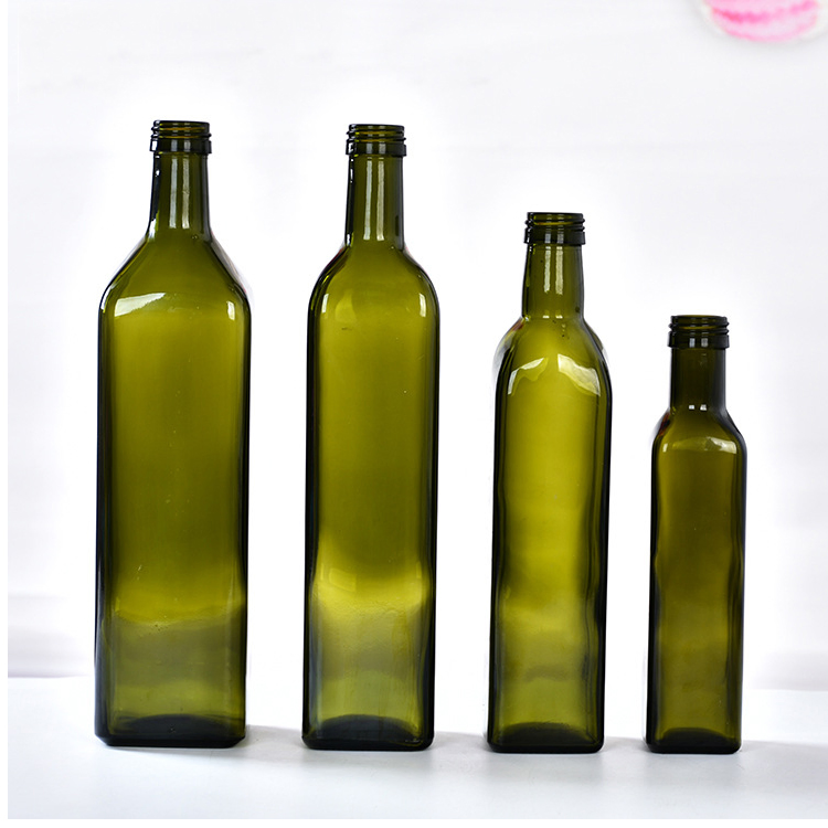 Factory Price Clear Empty Square Cooking Olive Oil Glass Vinegar Bottle 250ml with Pourer Spout