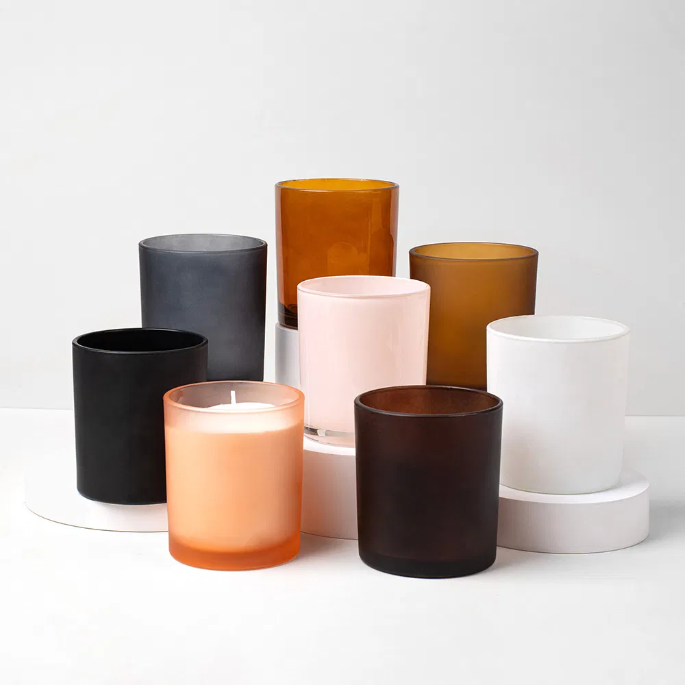 Factory Direct Cheap Glass Candle Container Empty 10oz Cylinder Candle Jar with Lids for Candle Making