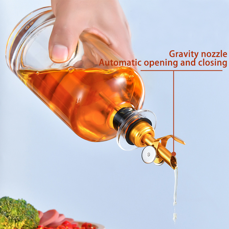 Jingna Luxury 350ml 500ml Clear Glass Olive Oil Pot Soy Sauce Bottle Kitchen Seasoning Bottle with Leak Proof Spout