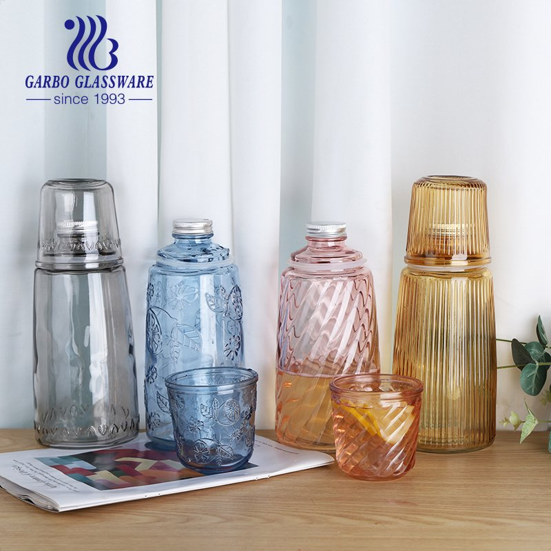 Wholesale Milk Glass Bottle 500ml 300ml 550ml Clear Round Empty Rum Spirit Gin Vodka Glassware Liquor Wine Water Bottle with Glass Tumbler Lid