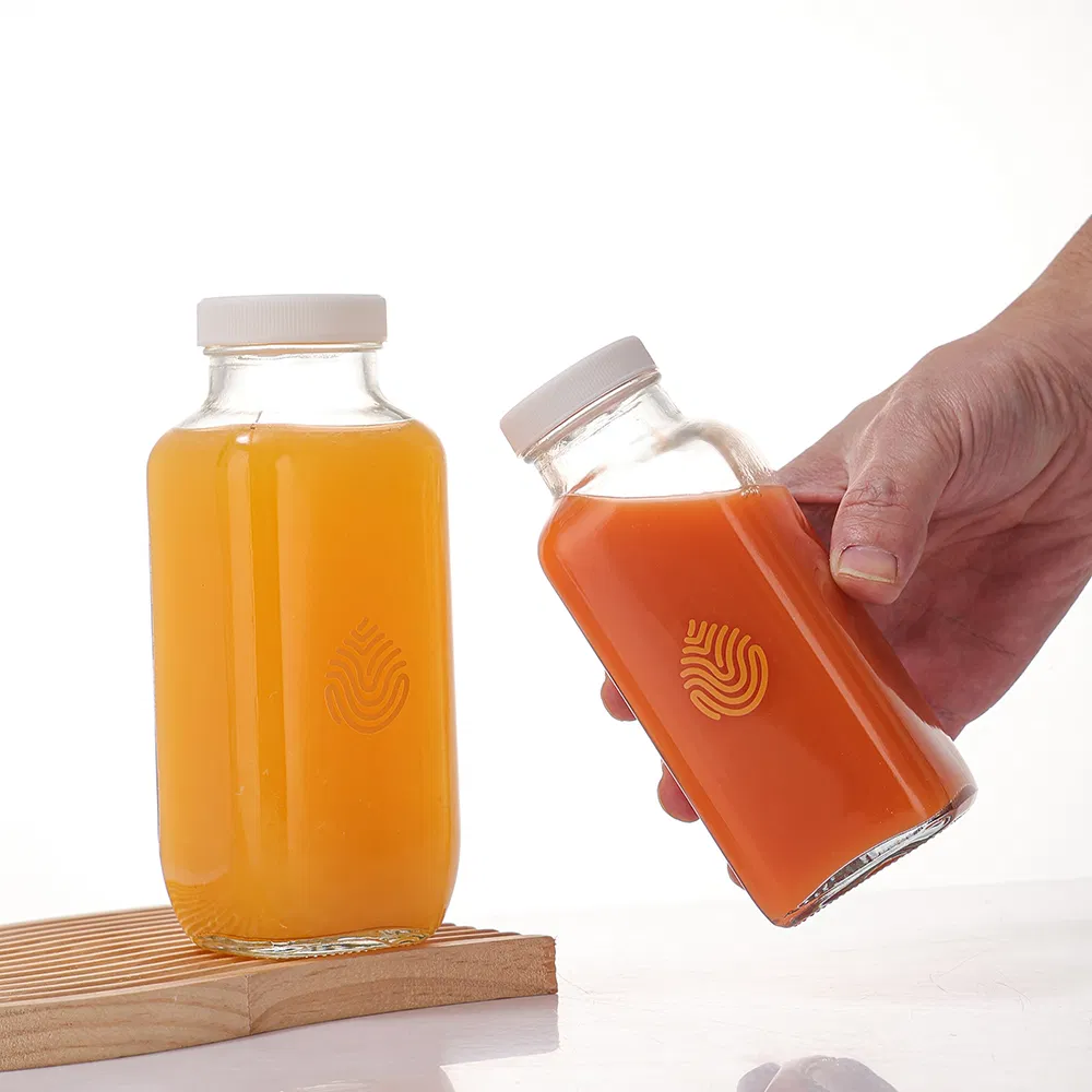 Factory Supply 500ml Beverage Glass Juice Milk Coffee Bottle with Lid