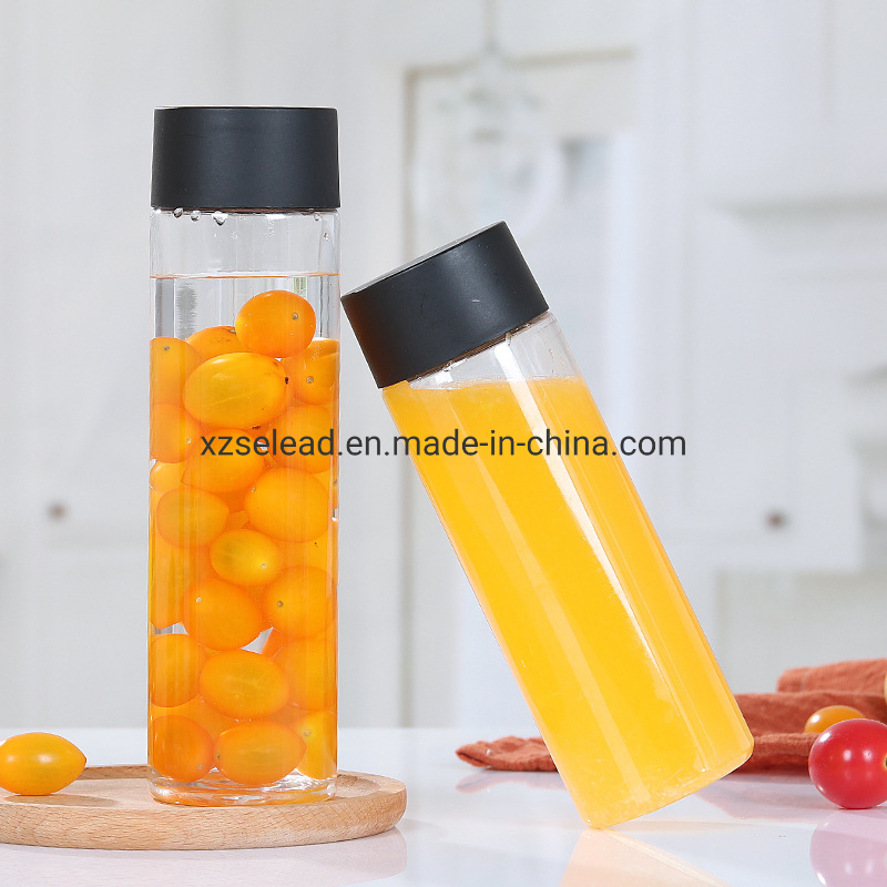 Clear 500 Ml Voss Glass Bottle for Water Voss Style Glass Beverage Bottle with Plastic Cap
