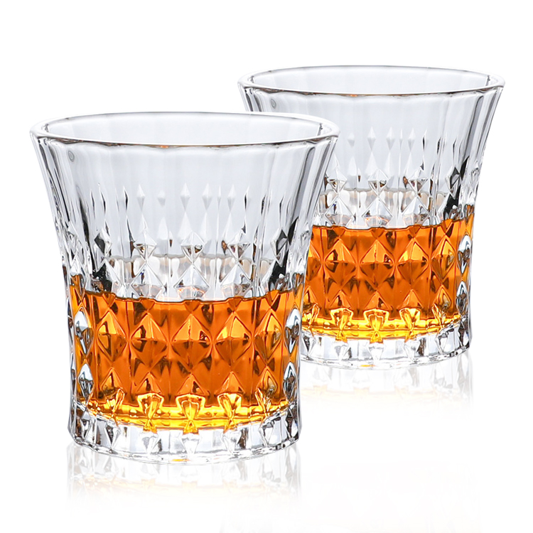 Free Sample Elegant Crystal Glass Embossed Personalized Whiskey Wine Shot Glasses Drinking Cup Drinkware Whisky Tasting Glass