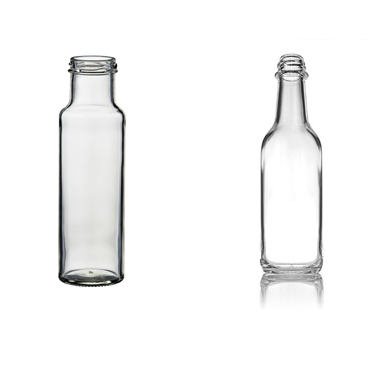 Clear 150ml 250ml Glass Bottle Tomato Sauce Kitchup Hot Sauce Bottle with Black Screw Lid