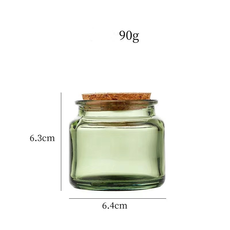 Colorful Glass Scented Candle Jar with Cork Lid