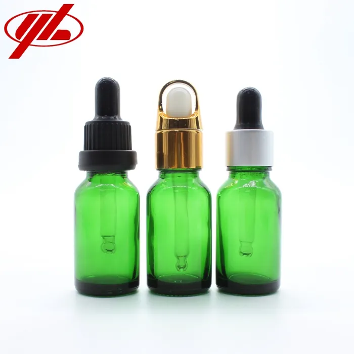 15ml Green Color Cosmetic Essential Oil Soda Lime Glass Bottle Packaging