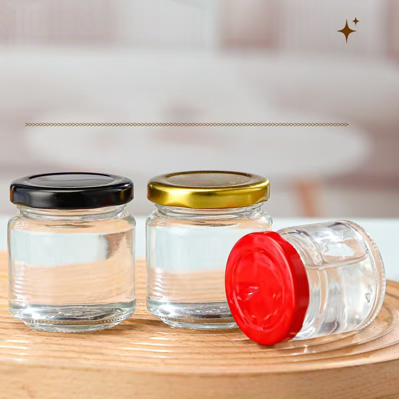 100g 150g 200g 240g 380g 500g 600g 1000g 16oz Round Chili Paste Sweet Red Peppers Candle Glass Honey Jars with Gold Black Red Lids for Presents