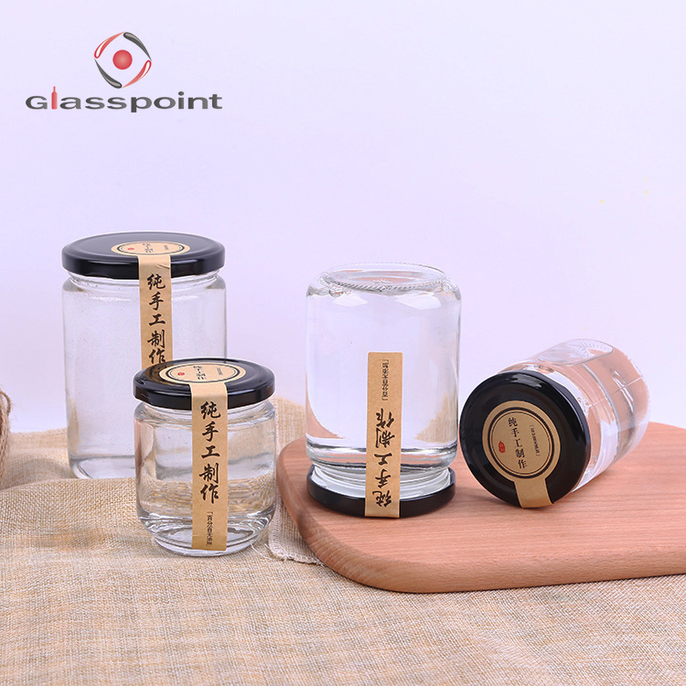 150ml Empty Round Clear Food Storage Sauce Glass Bottle Honey Glass Jar