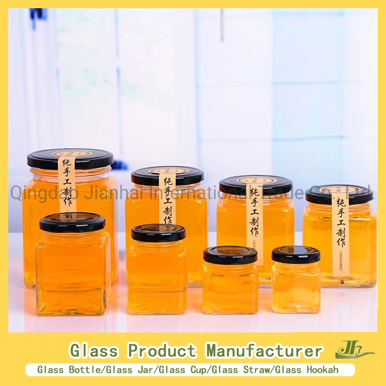 China Hexagon, Square, Round High Borosilicate Glass Jar Manufacturer for Honey/Jam/Pickle/Coffee/Candle/Mason/Pudding/Yogurt/Grain/Pasta/Kitchen Food Storage