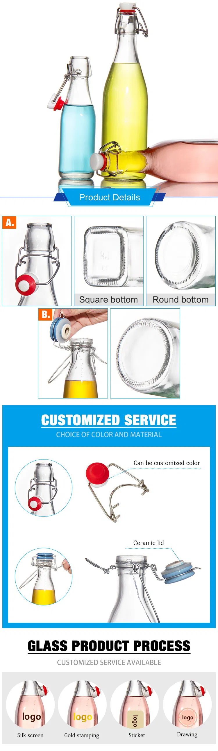 Premium 16 Oz Swing Top Glass Beer Bottle