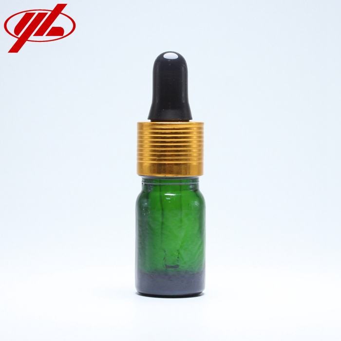 5ml Green Cosmetic Essential Oil Soda Lime Glass Bottle Vial with Dropper Caps