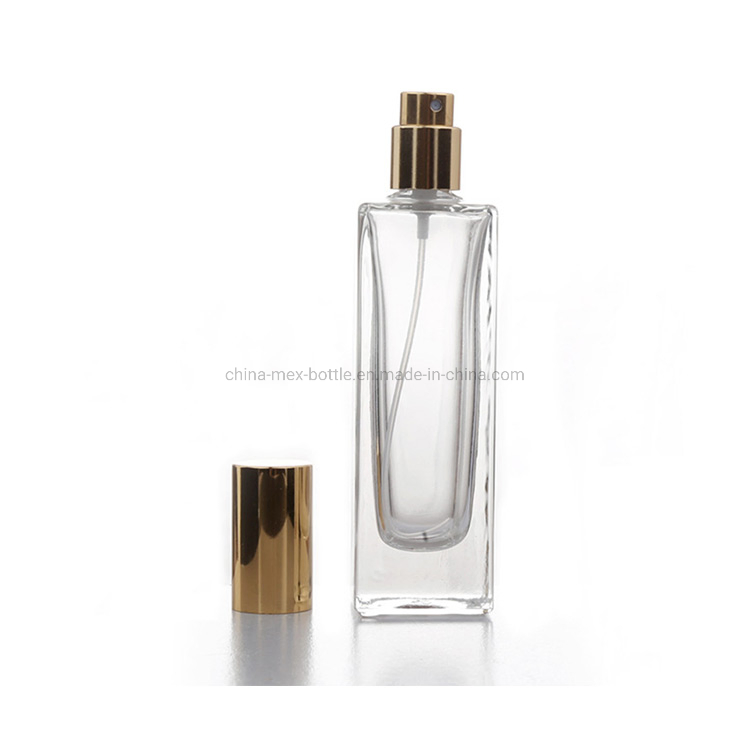 10ml-50ml Empty Square Glass Spray Bottle Perfume Bottle with Black Gold Cap