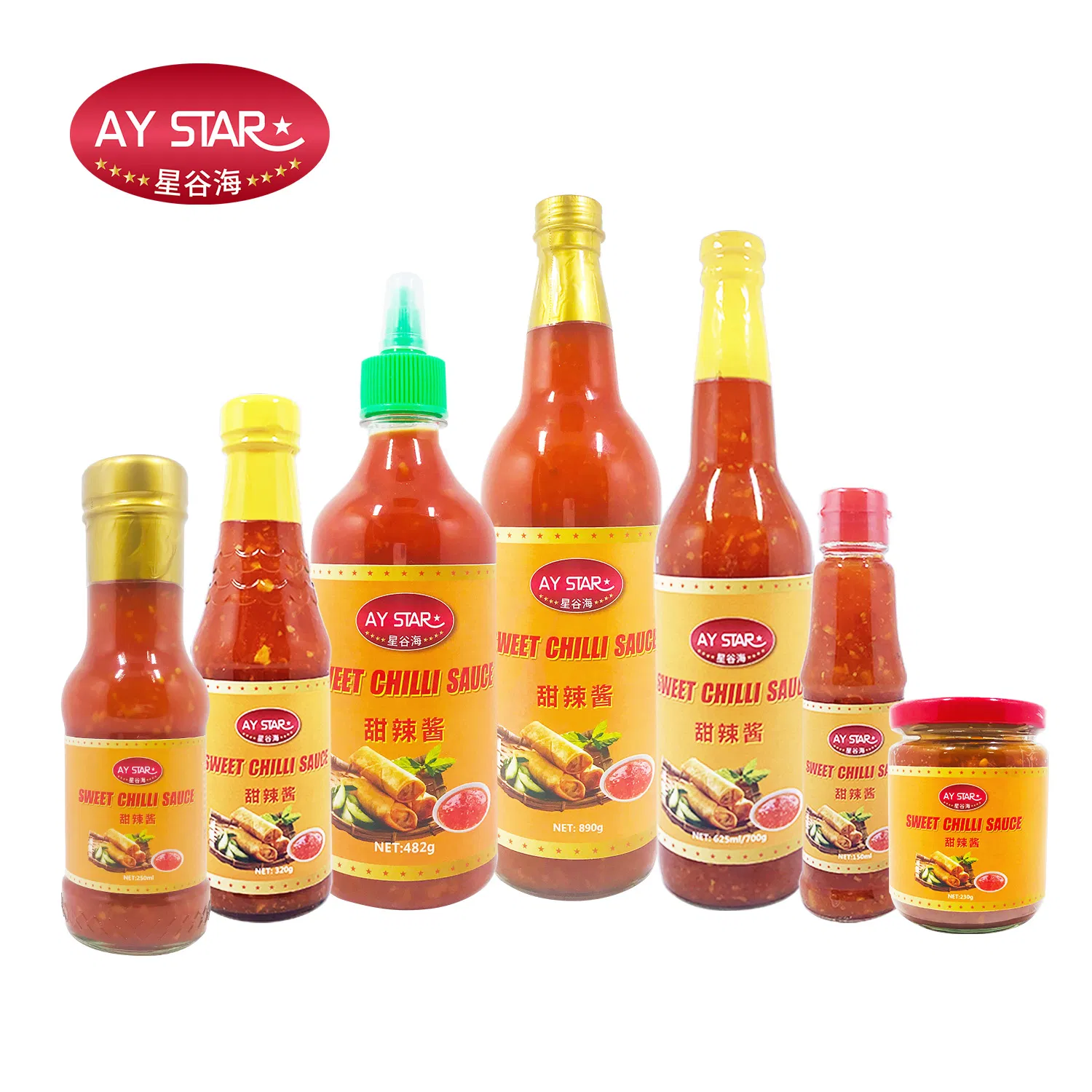 Glass Bottle Chinese Cooking Condiments Halal Food Sweet Chili Sauce 320g