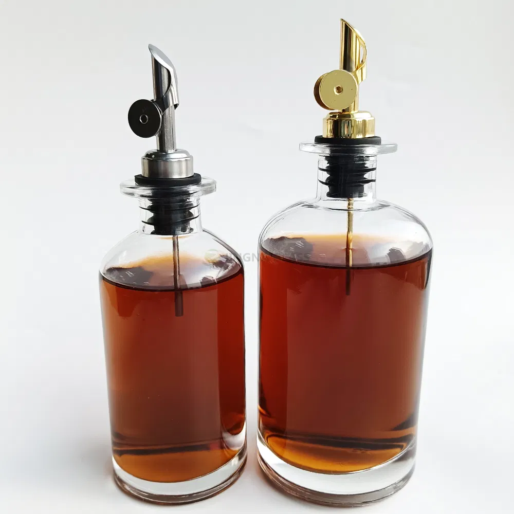 Jingna Luxury 350ml 500ml Clear Glass Olive Oil Pot Soy Sauce Bottle Kitchen Seasoning Bottle with Leak Proof Spout