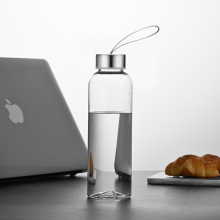 High Borosilicate Glass Leak Proof Business Gift Frosted Empty Kids Sport Hot Water Custom Logo Drinking Glass Water Bottle for Juicing with Stainless Steel Cap