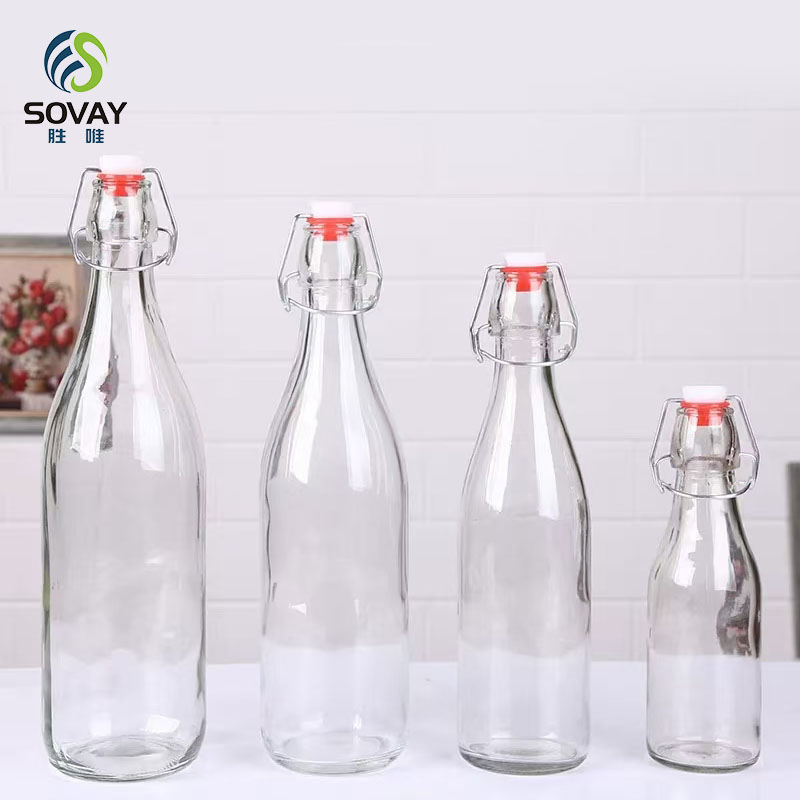 Swing Top Clear Glass Bottles for Milk, Beer, and Spirits - Durable and Eco-Friendly Custom Size Glass Bottles