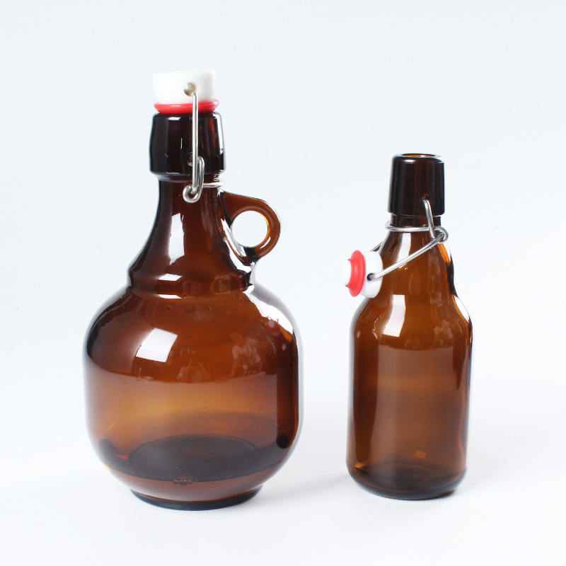 California Style 1000ml Swing Top Water Wine Milk Brewed Beer Glass Growler Bottles Gallon Jug with Handle