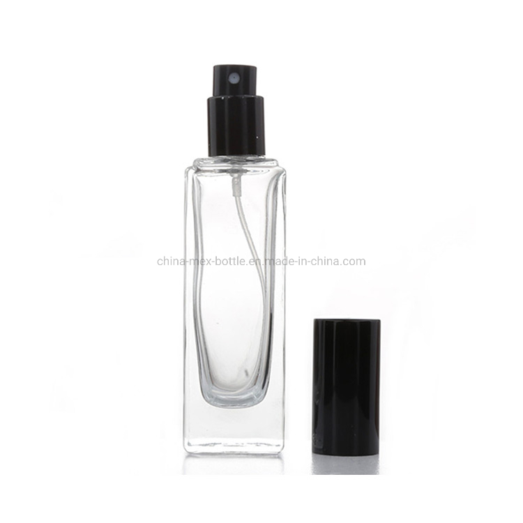 10ml-50ml Empty Square Glass Spray Bottle Perfume Bottle with Black Gold Cap
