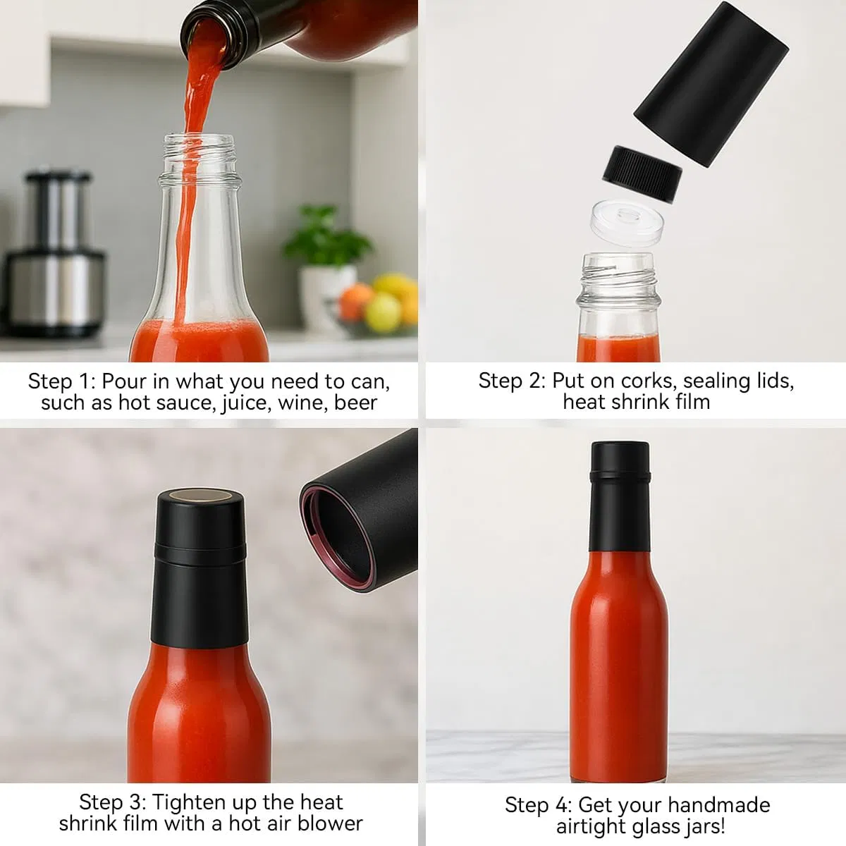 Wholesale Clear Glass Woozy Bottles with Shrink Capsules 100ml 150ml 250ml Sauce Bottles for Chili Oil Vinegar Gift Favors