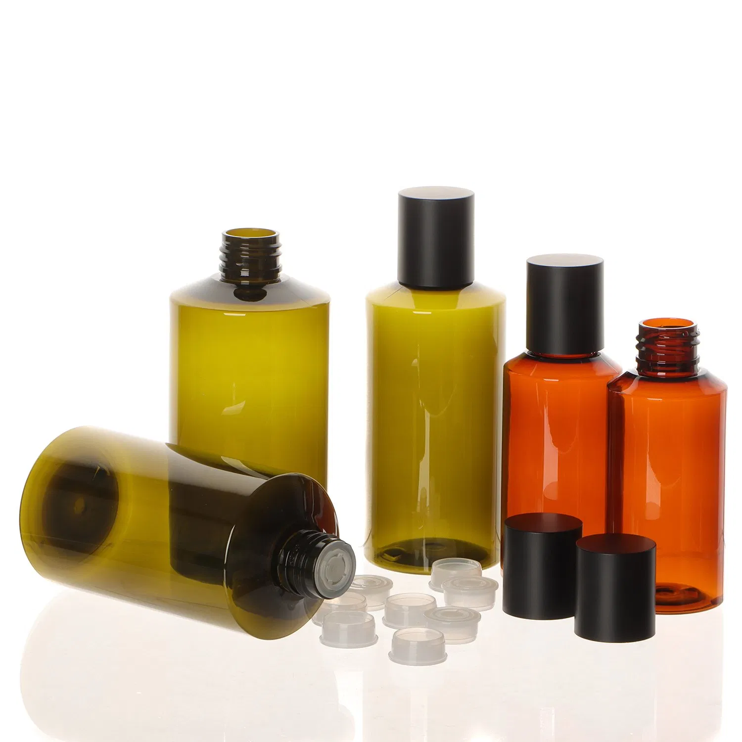 250ml Plastic Empty Pet Flat Shoulder Amber Bottle with Aluminium Lid