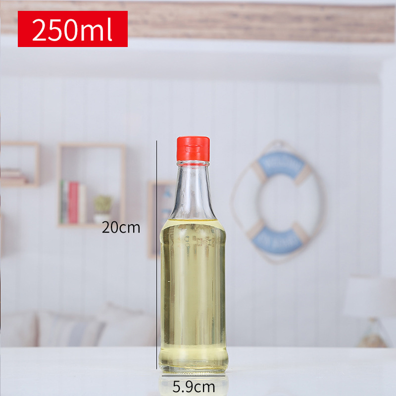 Hot-Selling Kitchen Glass Condiment Bottles Soy Sauce Vinegar Peanut Oil Glass Packaging Containers with Lids Wholesale Factory for Kitchen Cooking Glass Bottle