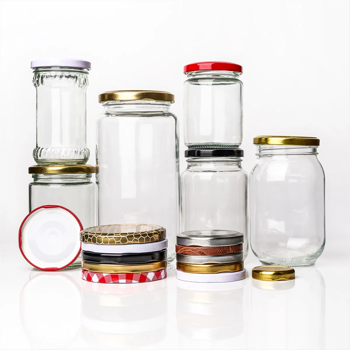 Customizable Food Grade 350ml 500ml Round Storage Glass Jars for Honey Jam