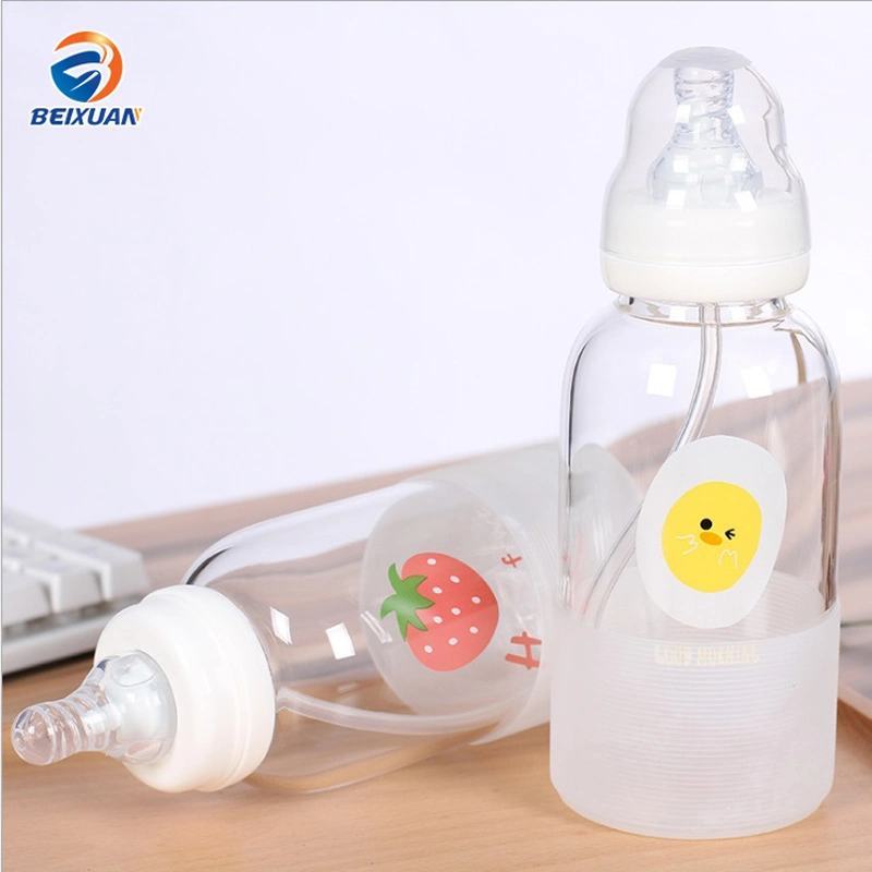 300ml New Cute Fruit Pacifier Borosilicate Clear Glass Cup Water Milk Tumbler with Outer Silicone Sleeve