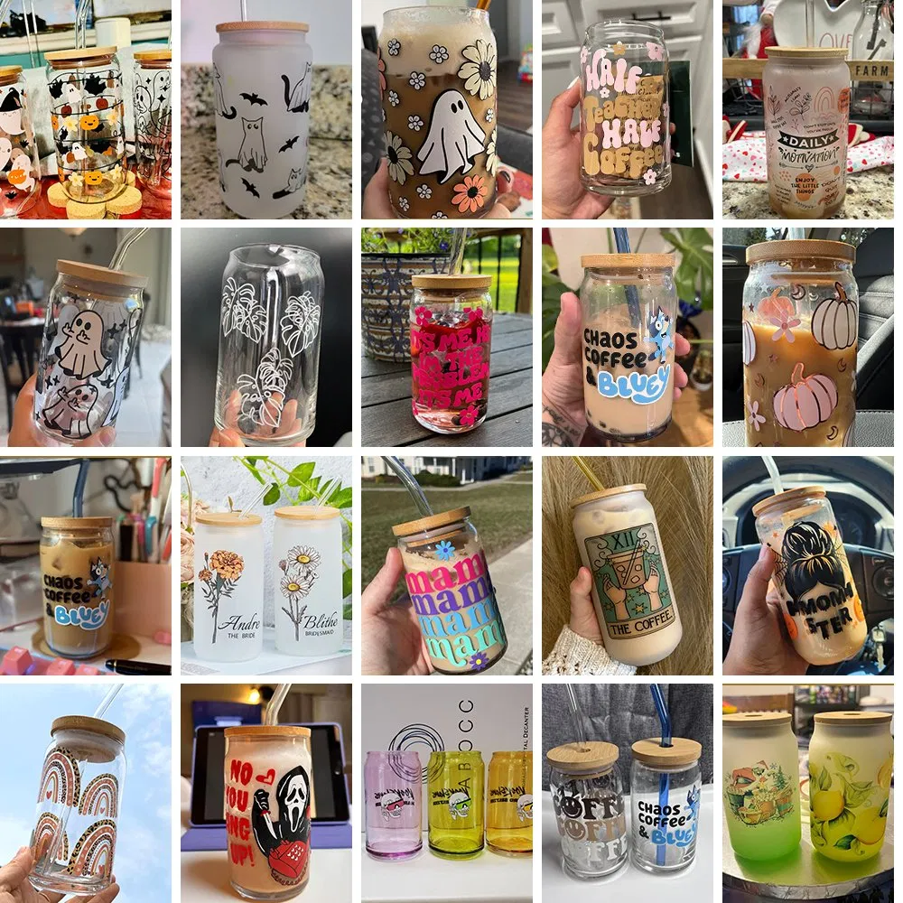 Free Sample 16oz Double Walled Glass Tumbler Cup with Bamboo Lid and Straw