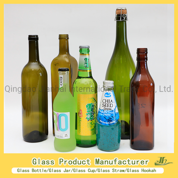 100/150/200/250ml/280/300/350ml/400ml/500ml/750ml/1000ml Water/Beverage/Milk Tea/Juice/Vine/Brandy/Beer/Whisky High Borosilicate Oil Glass Bottle Manufacturer