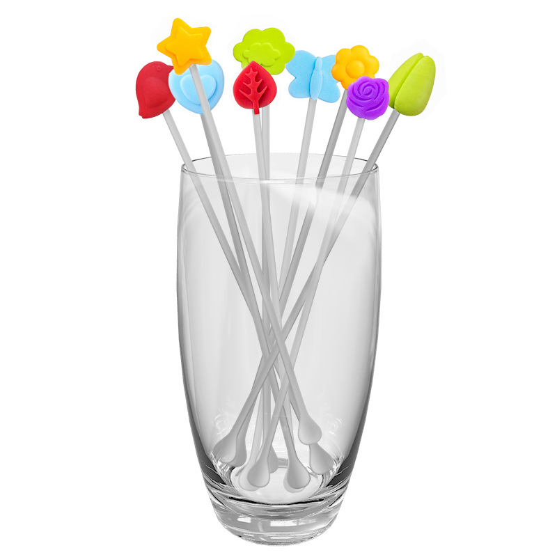 Reusable Stirrer Silicone Heart Flower Shape Milk Coffee Wine Sugar Stir Sticks