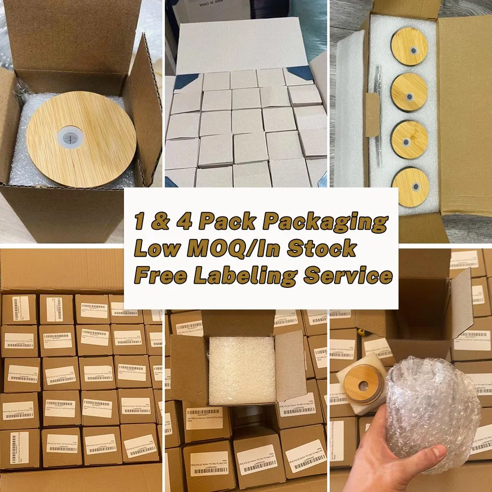 Free Sample 16oz Double Walled Glass Tumbler Cup with Bamboo Lid and Straw