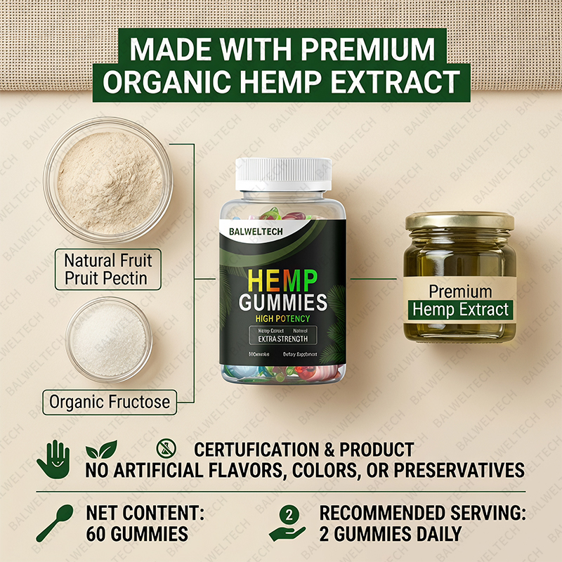 OEM Private Label Organic Hemp Extract Extra High Potency Hemp Gummies For Stress Relief And Better Sleep