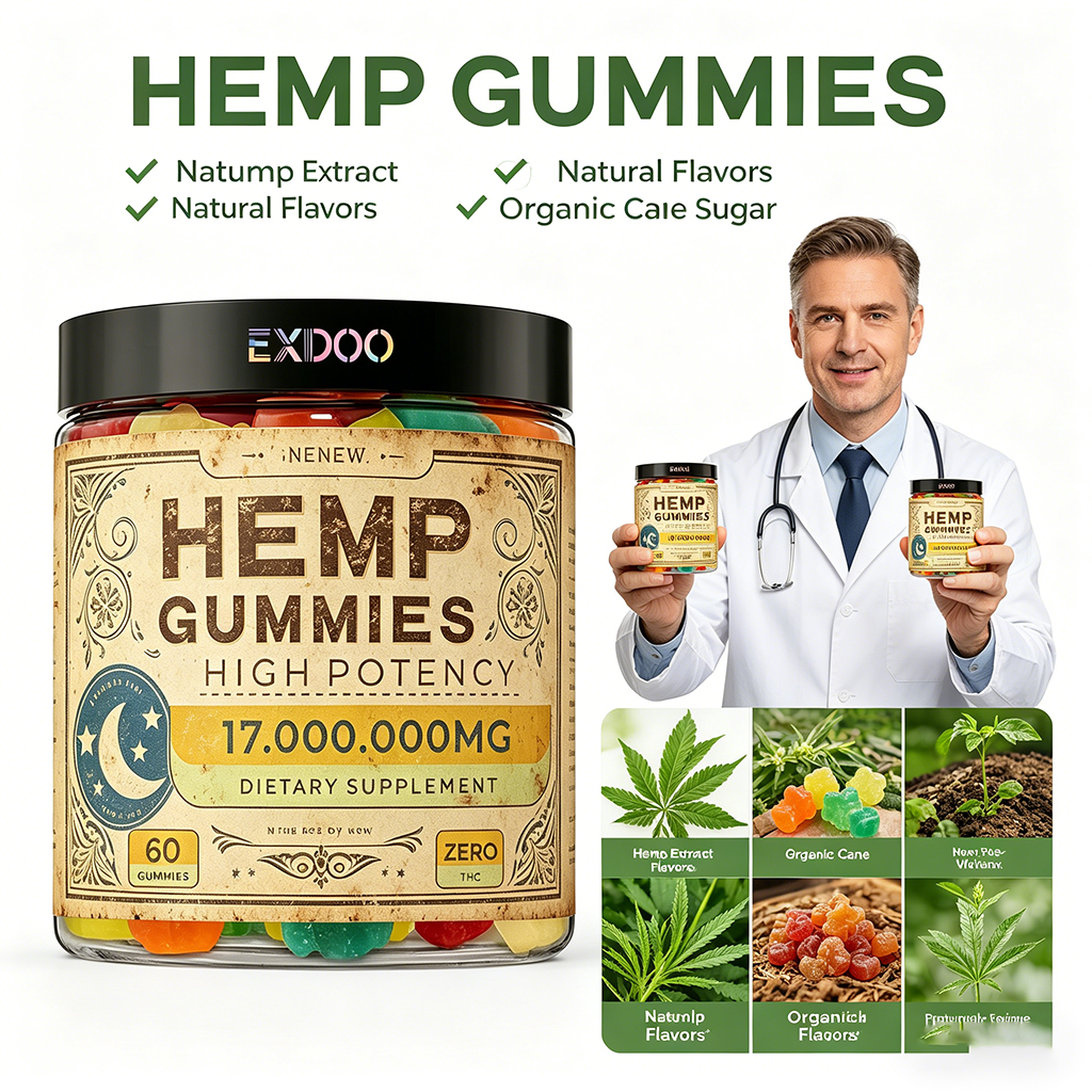 Wholesale Premium Hemp Extract Gummies With Hemp Seed Oil, Natural Relaxation &amp; Sleep Support, Strong Hemp Vitamin Gummy Bears