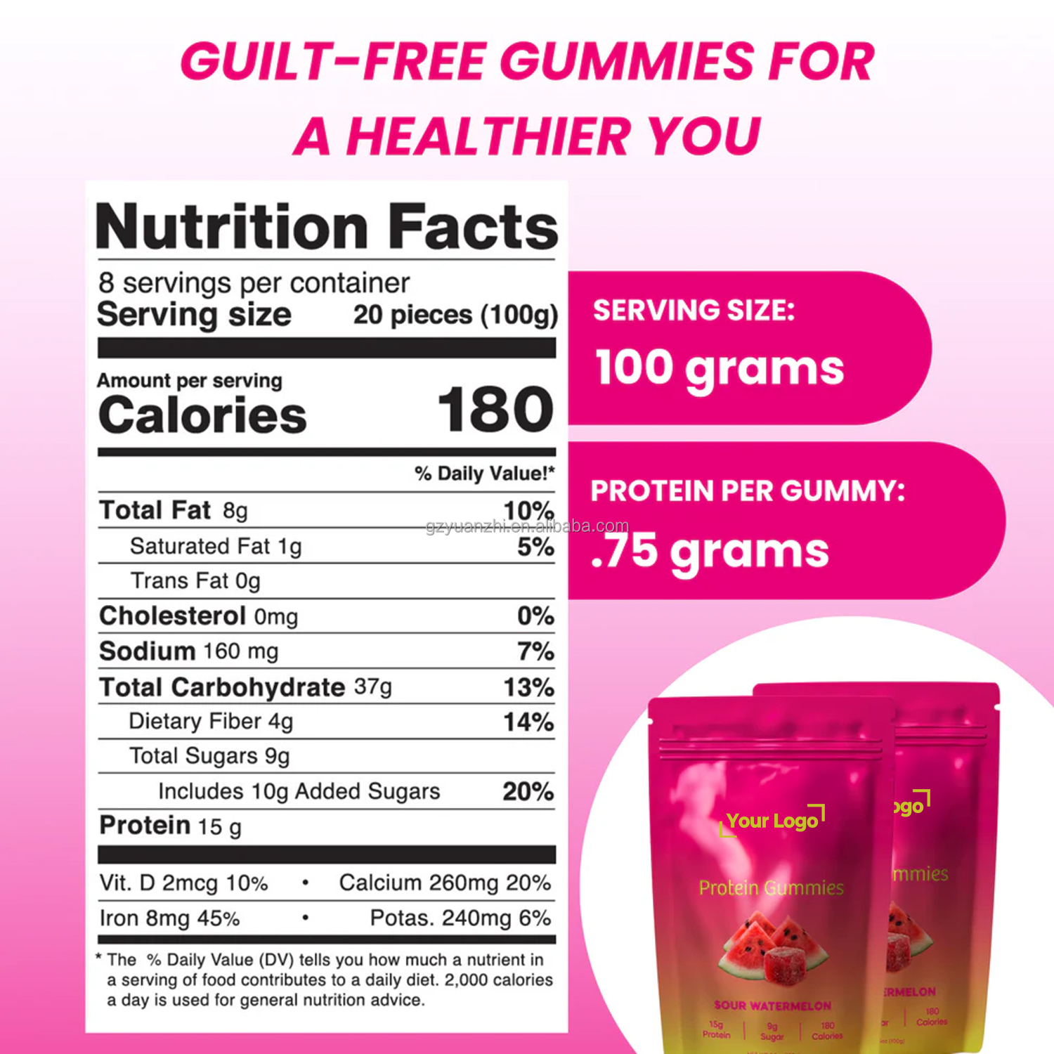 Private Label Halal 15g Plant-Based Protein Gummies For Healthy Snack Packed Essential Nutrients