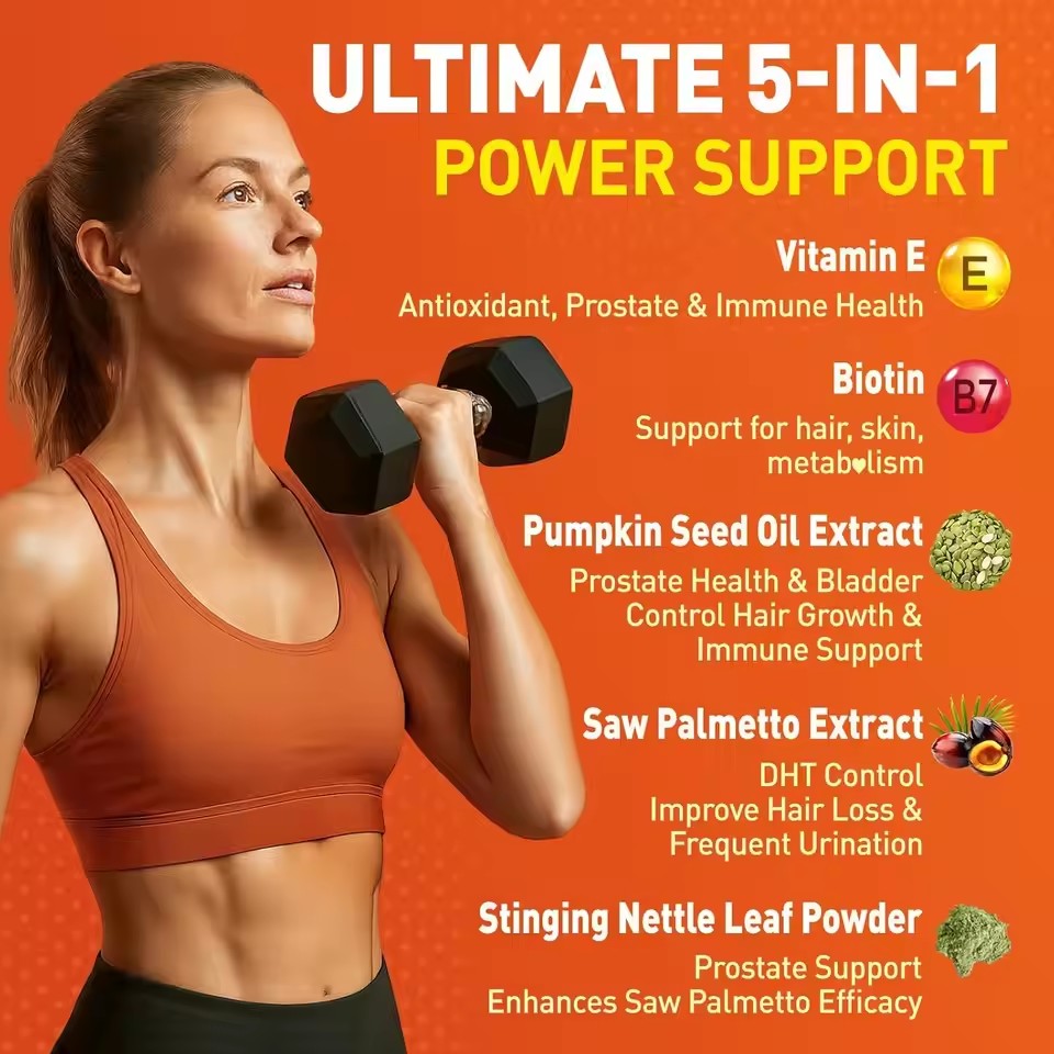 Pumpkin Seed Oil Gummies With Saw Palmetto, Biotin For Prostate Health Supplement For Women Men