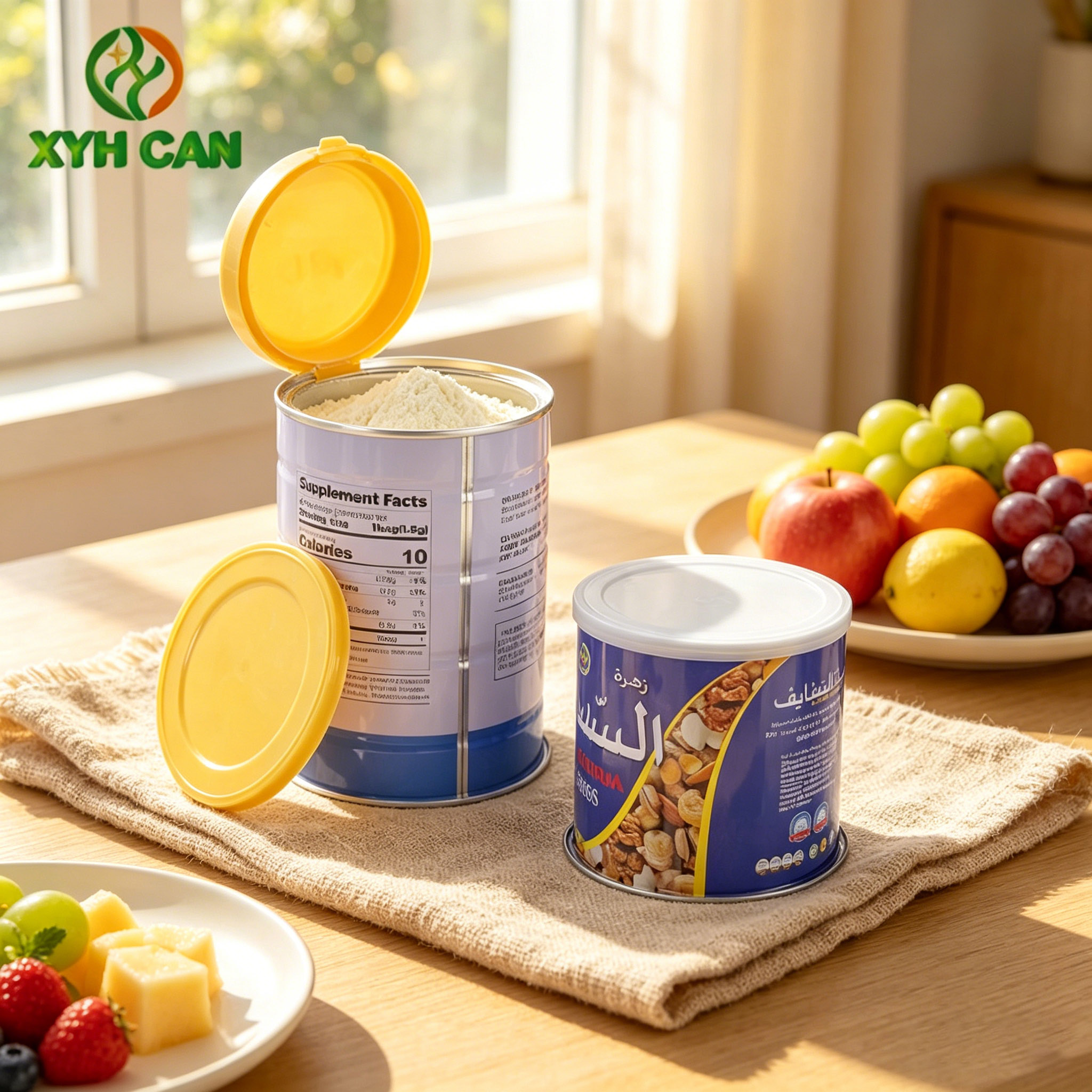 Food-Grade Round Tin Cans with CMYK Printing 150g-1kg Packaging Protein Powder Milk Powder Oil Candy 250g 500g Metal Tin Jars