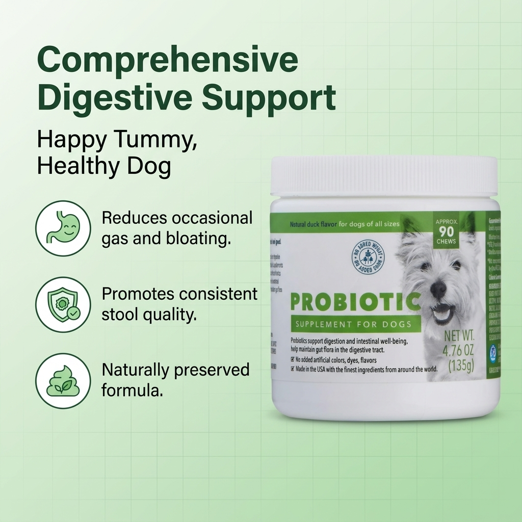 CGMP Natural Daily Probiotic Supplement Dog Soft Chews Support Digestion Gut Pet Health Care Supplement with Glycerin Canola Oil