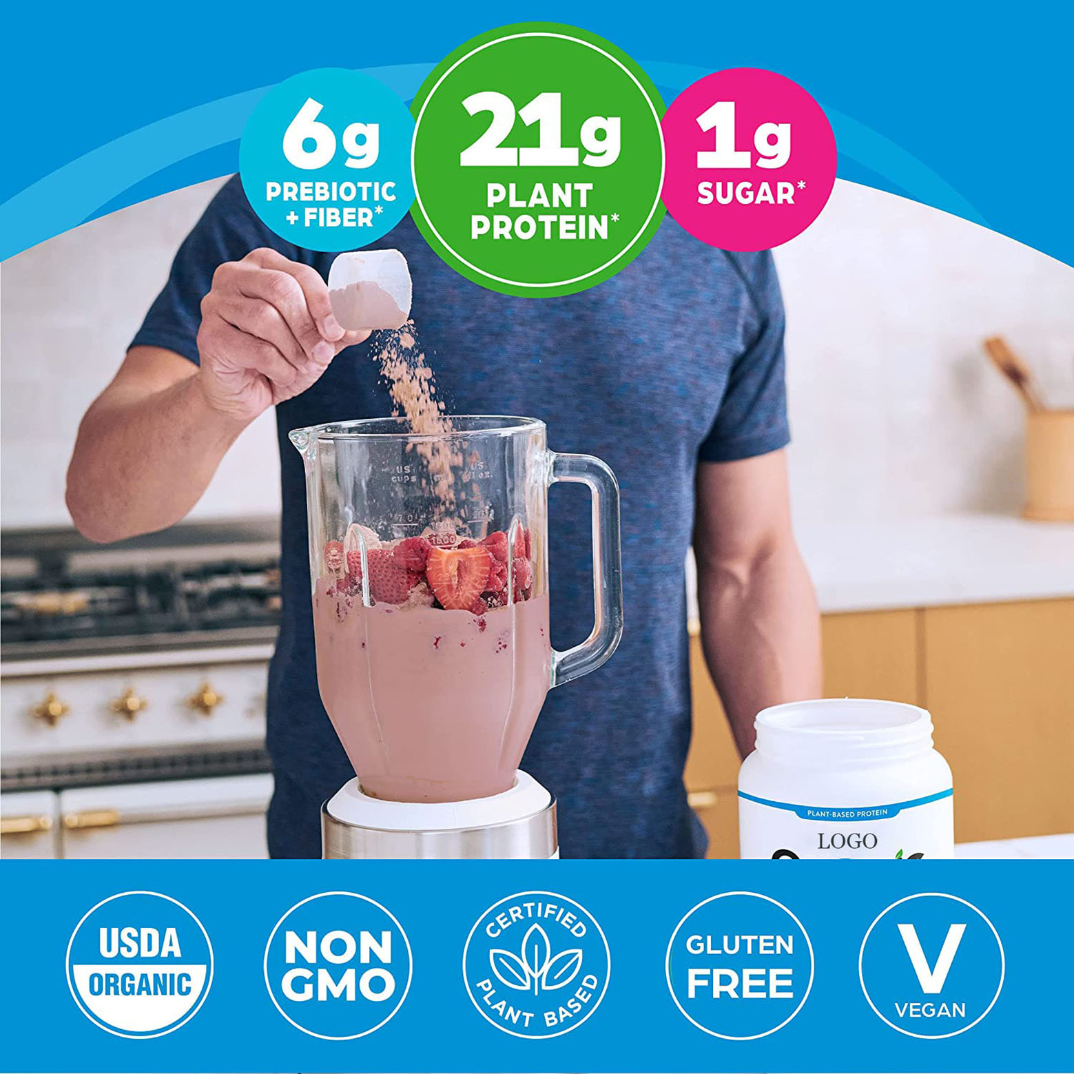 On Sale for Nutrition Supplement Shake Drink Plant Based Organic Greens Vegan Vitamins Protein Powder