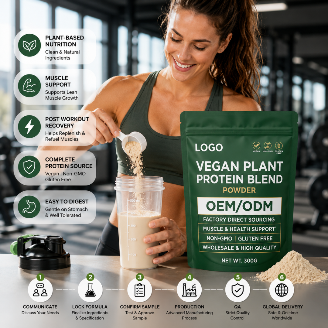 Factory Direct Plant Protein Blend Powder OEM ODM Custom Formula Vegan Non GMO Gluten Free Wholesale Healthy Lifestyle Adult