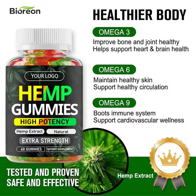 OEM ODM Private Label Organic Extract Extra High Potency Vegan Edible Bear Candy Relaxation Hemp Oil Hemp Gummies