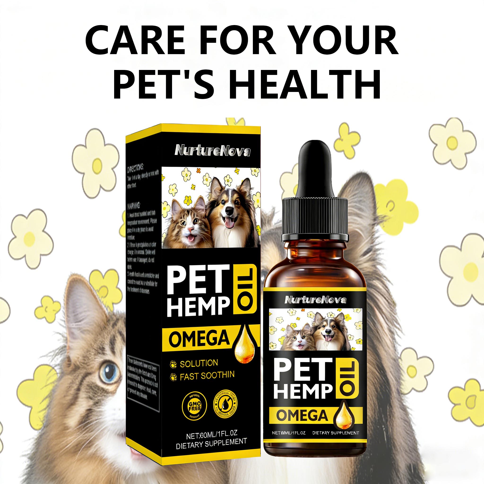 Cross Border Export PET HEMP OIL DROPS 60ml Dietary Supplement Source Factory Direct Sales Support O EM