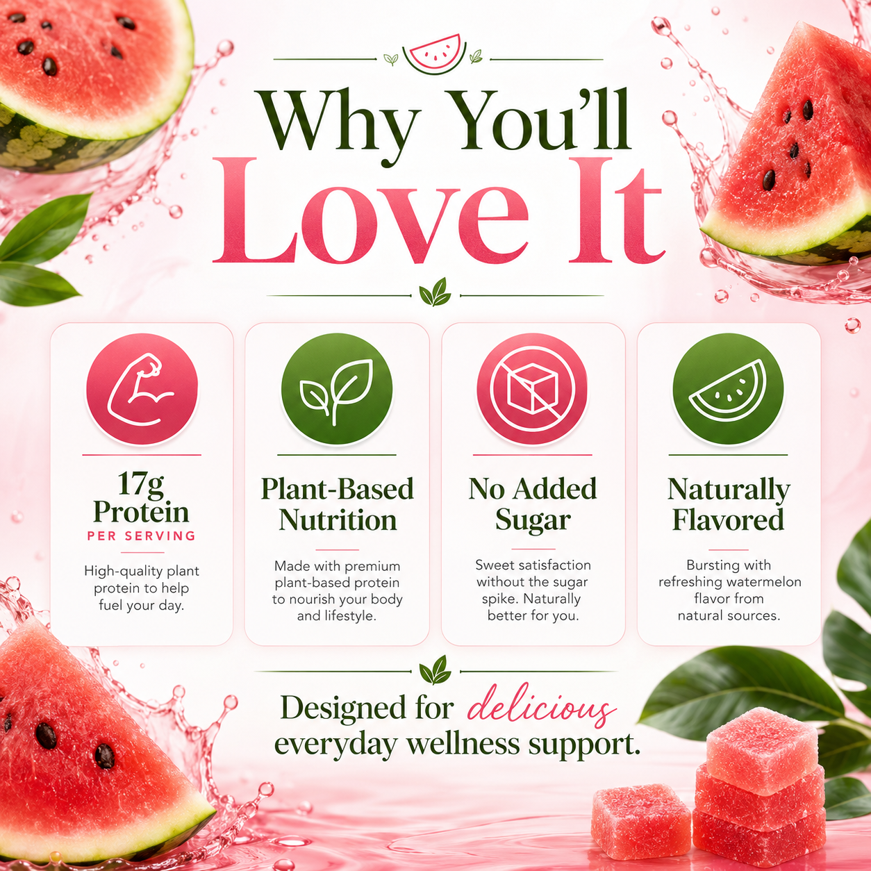 Export Quality Plant Protein Gummies 17g Protein Sugar Free Vegan Fitness Snack with Fiber Vitamin B12 for Muscle Support
