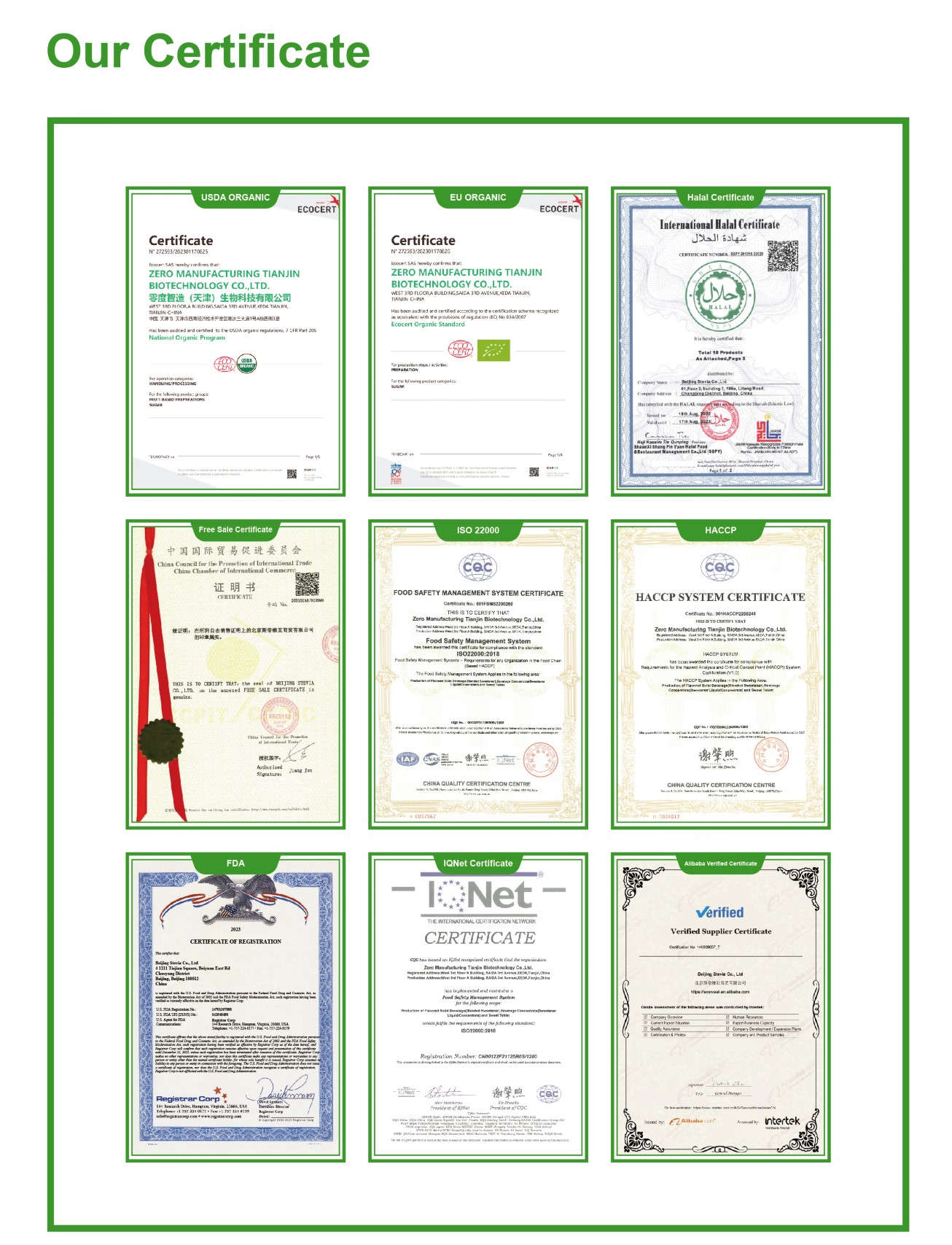 Quality Certifications